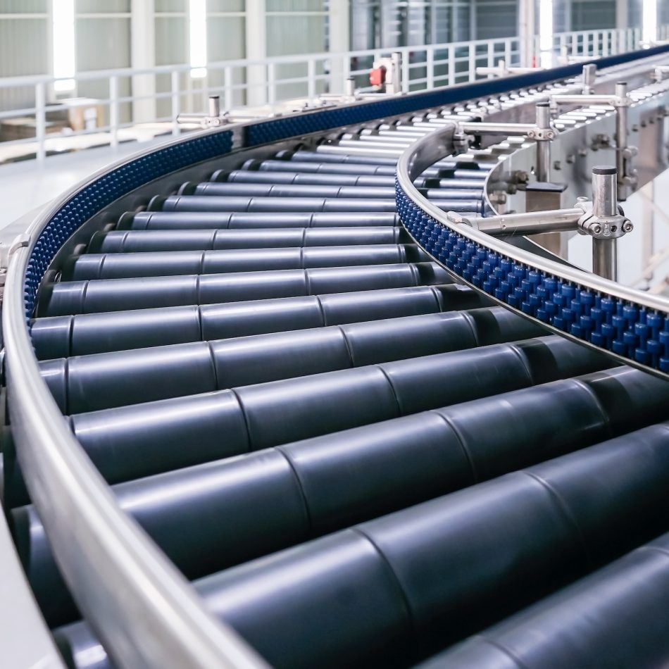 A conveyor belt in a facility