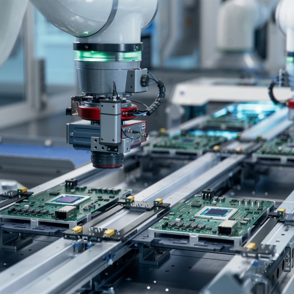 A circuit board being manufactured