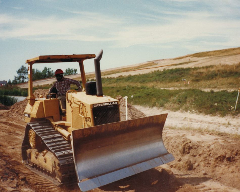 A caterpillar on a dig site in 1991