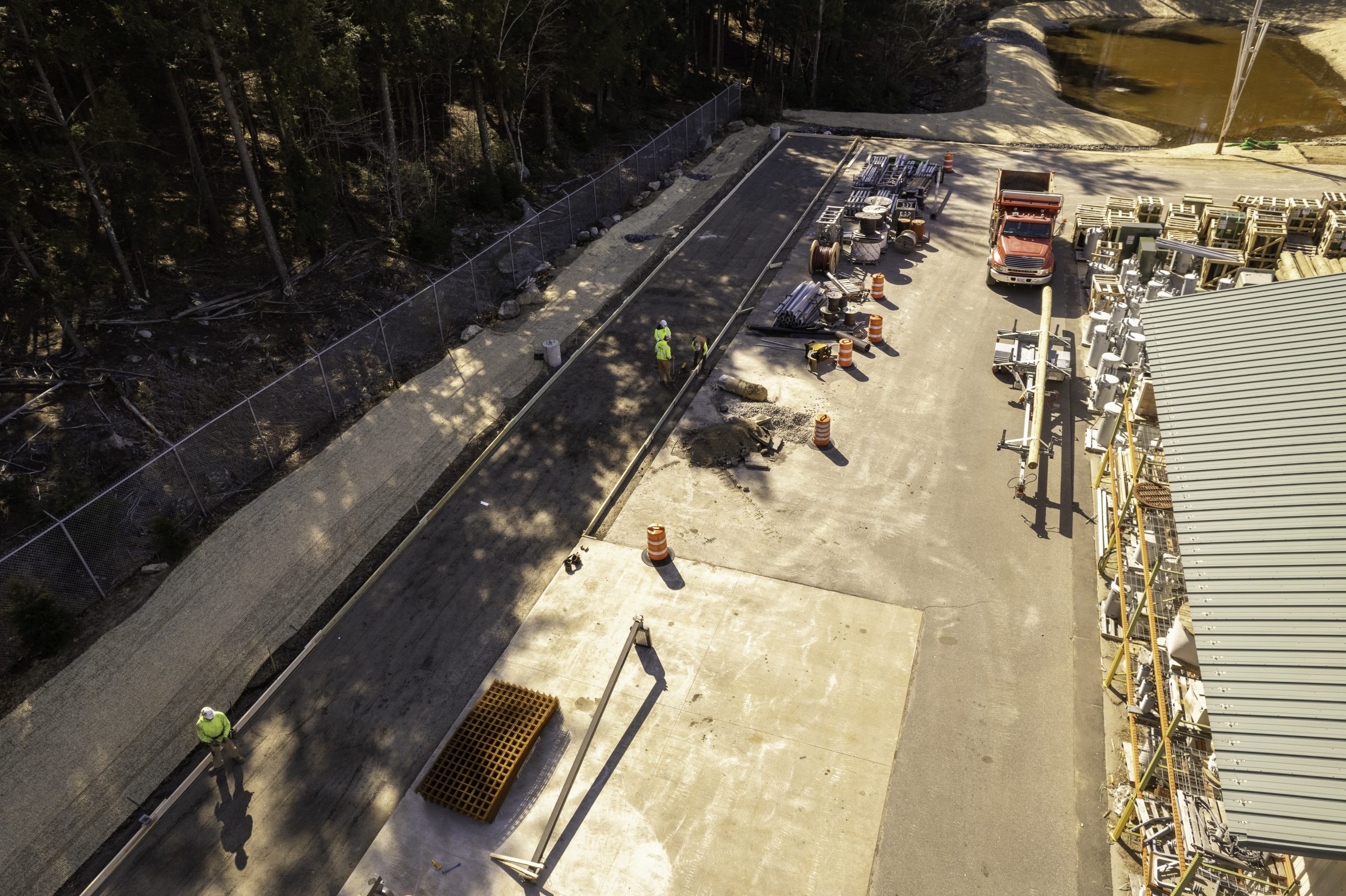 An overhead shot of a construction crew on site