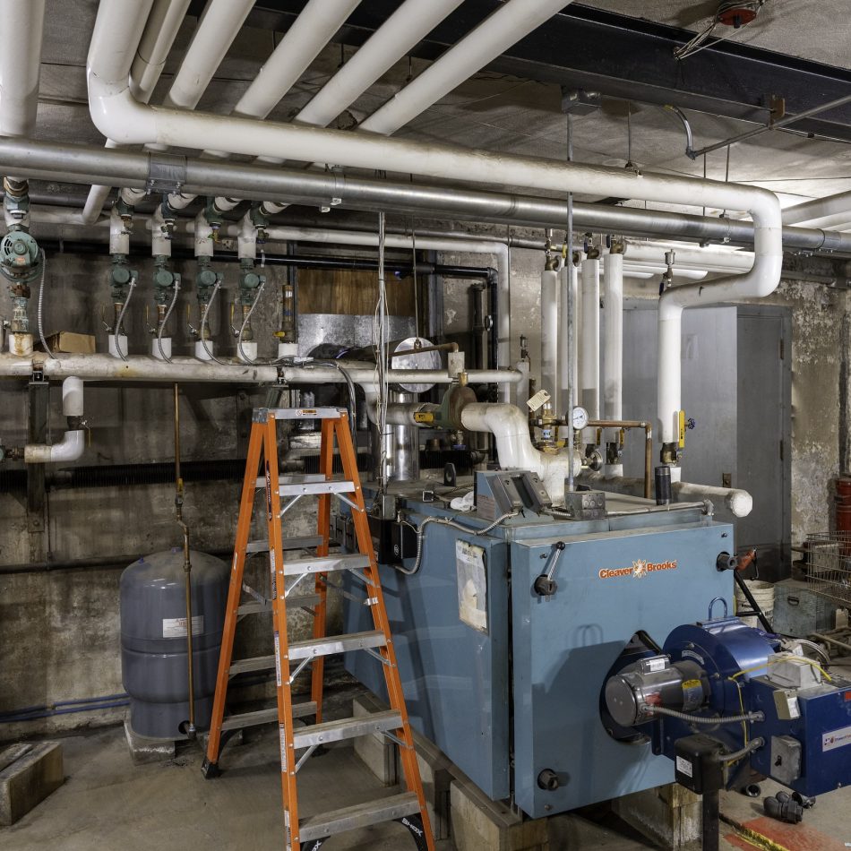 Machinery and piping overhead