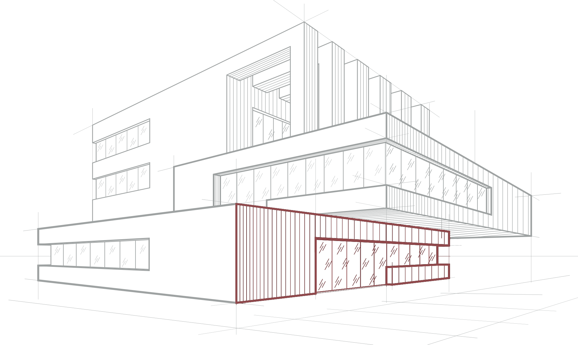 A sketch of a complex building